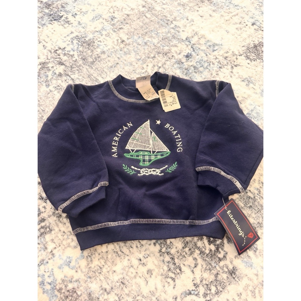 Vintage Kitestrings Boys Navy American Boating Sweatshirt 3T NWT Embroidered